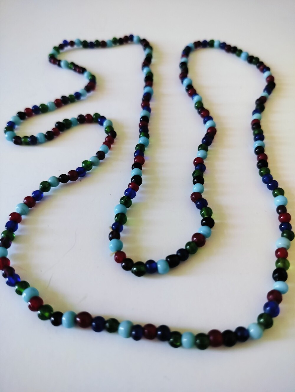 Vintage 36" Endless Multicolor Glass Bead Rope Necklace – Continuous Strand Boho